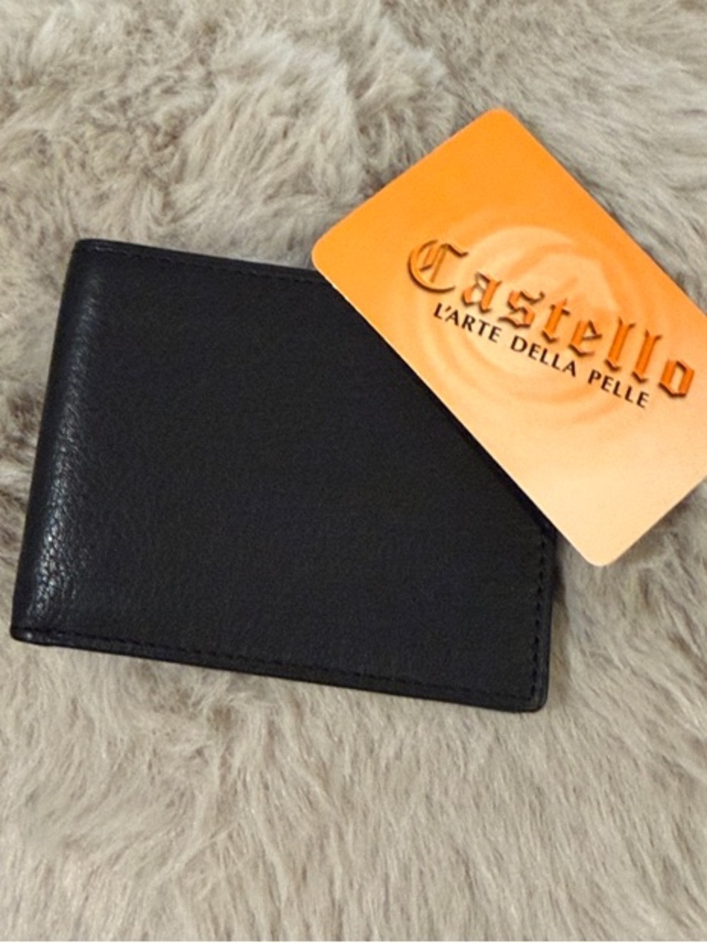 Black Leather Bi-Fold Wallet for Men